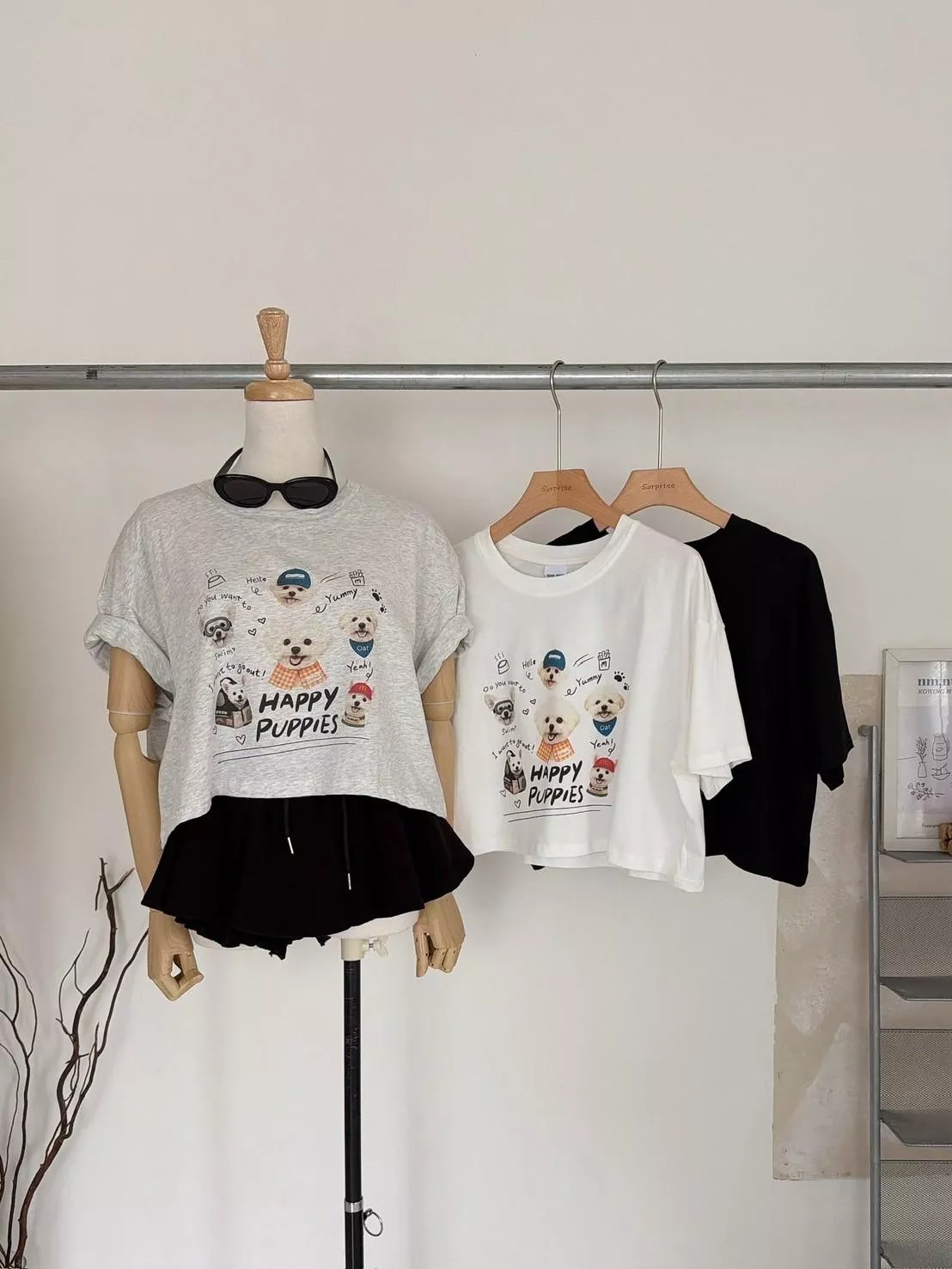 大頭狗狗短版踢恤