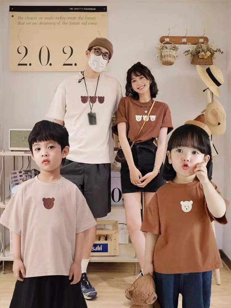 071902PCW-夏季小熊印花短袖親子裝