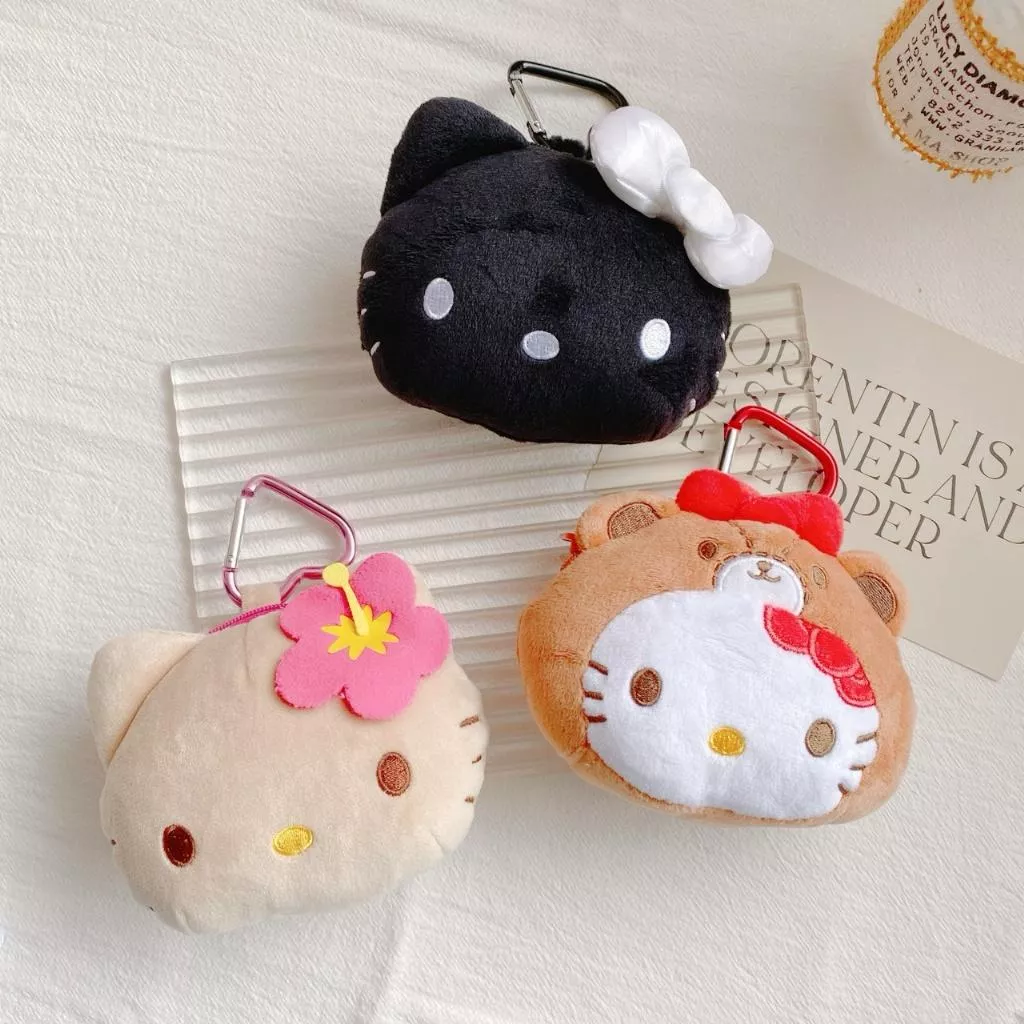 日貨 正版授權 KITTY烤焦系列大臉萬用包附愛心扣環