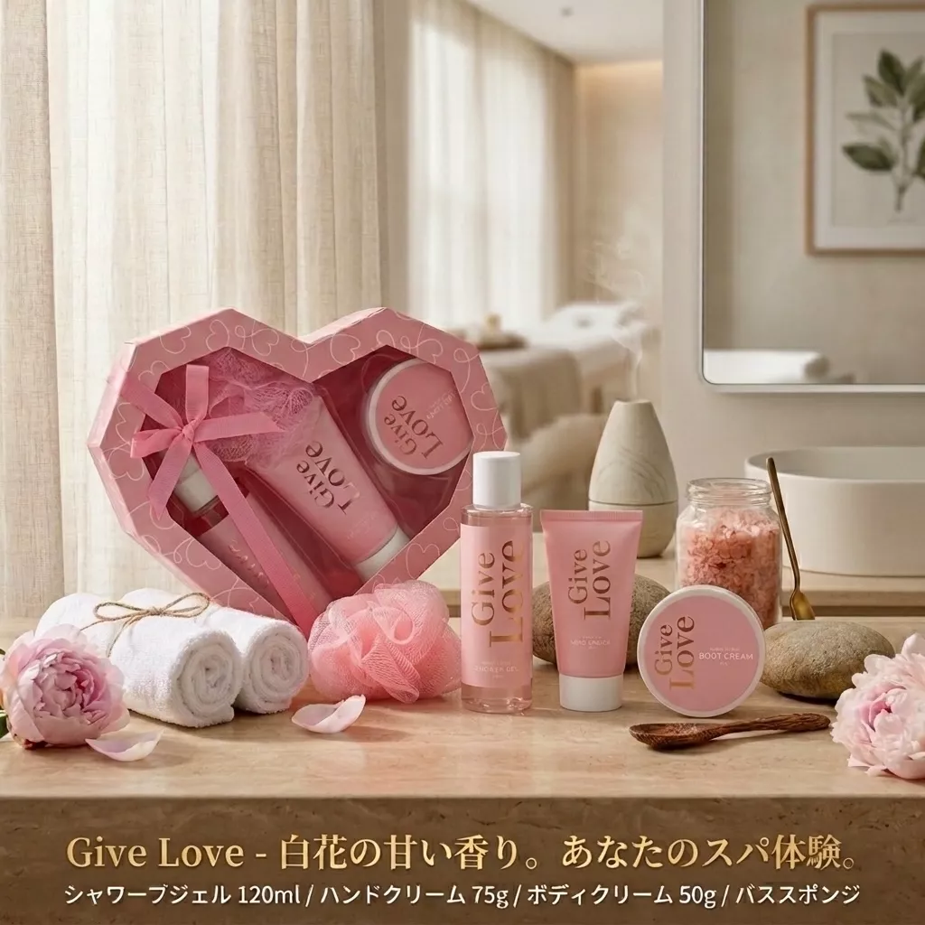 日本 Give Love 愛心沐浴禮盒 白花香款