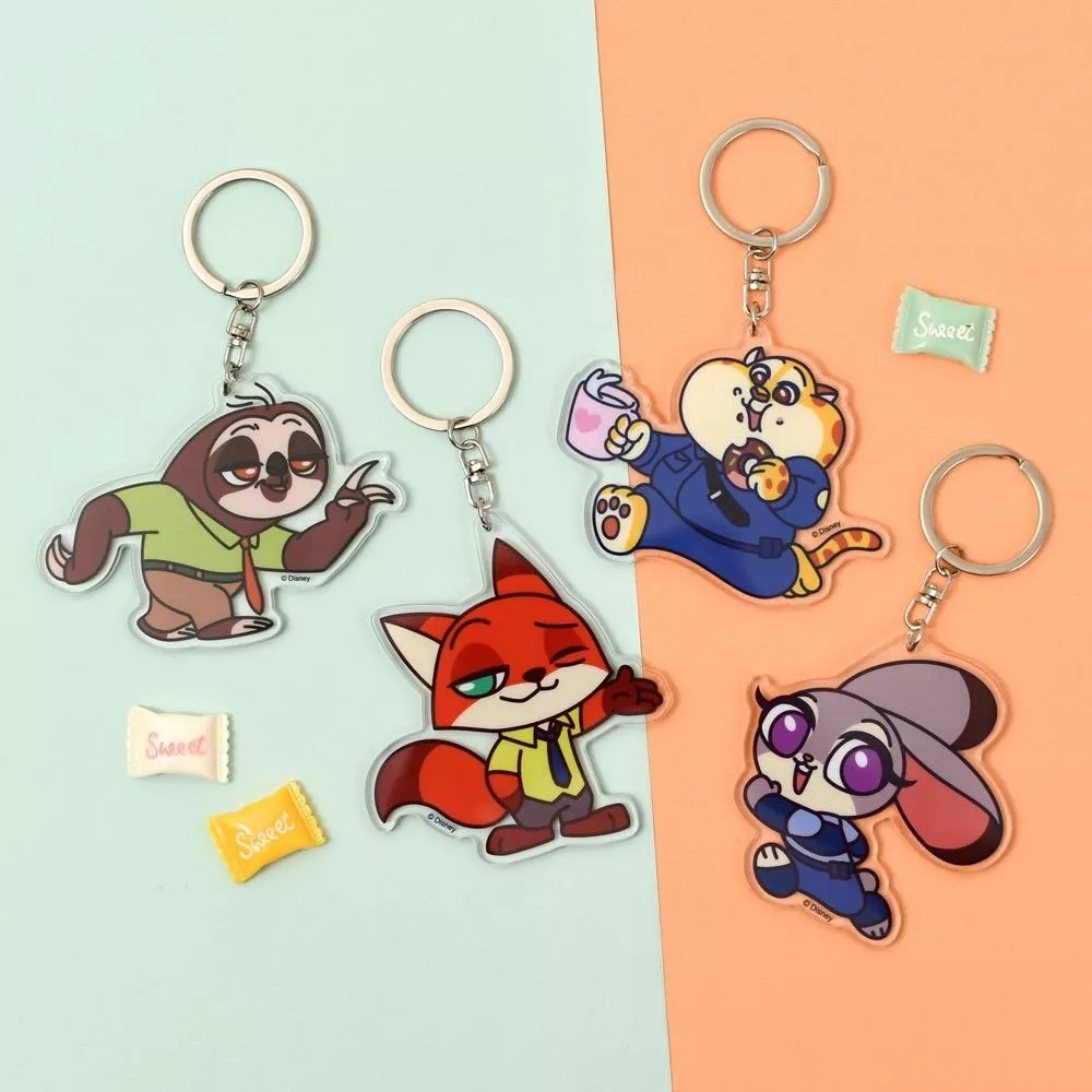 正版授權 動物方城市壓克力鑰匙圈