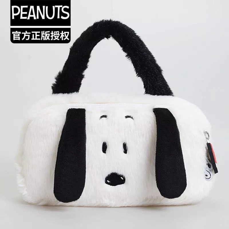 正版授權 史努比毛絨大臉手腕包/手機包