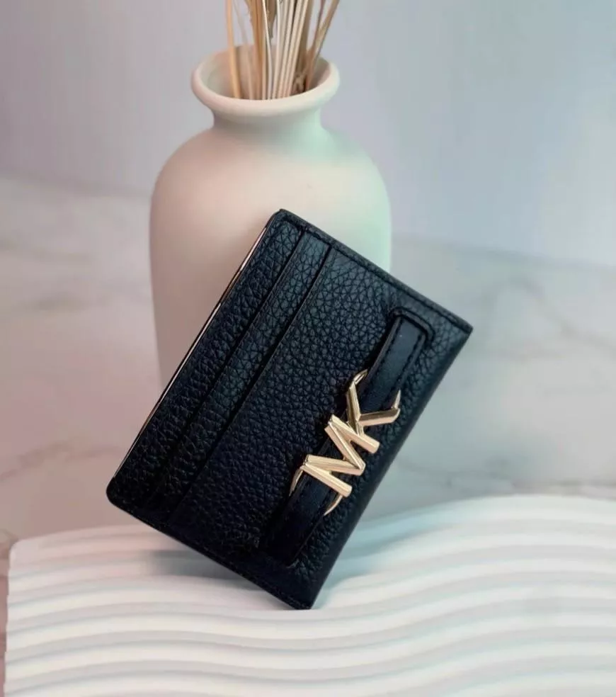 美國代購MK Michael Kors Reed 黑金真皮名片夾卡包