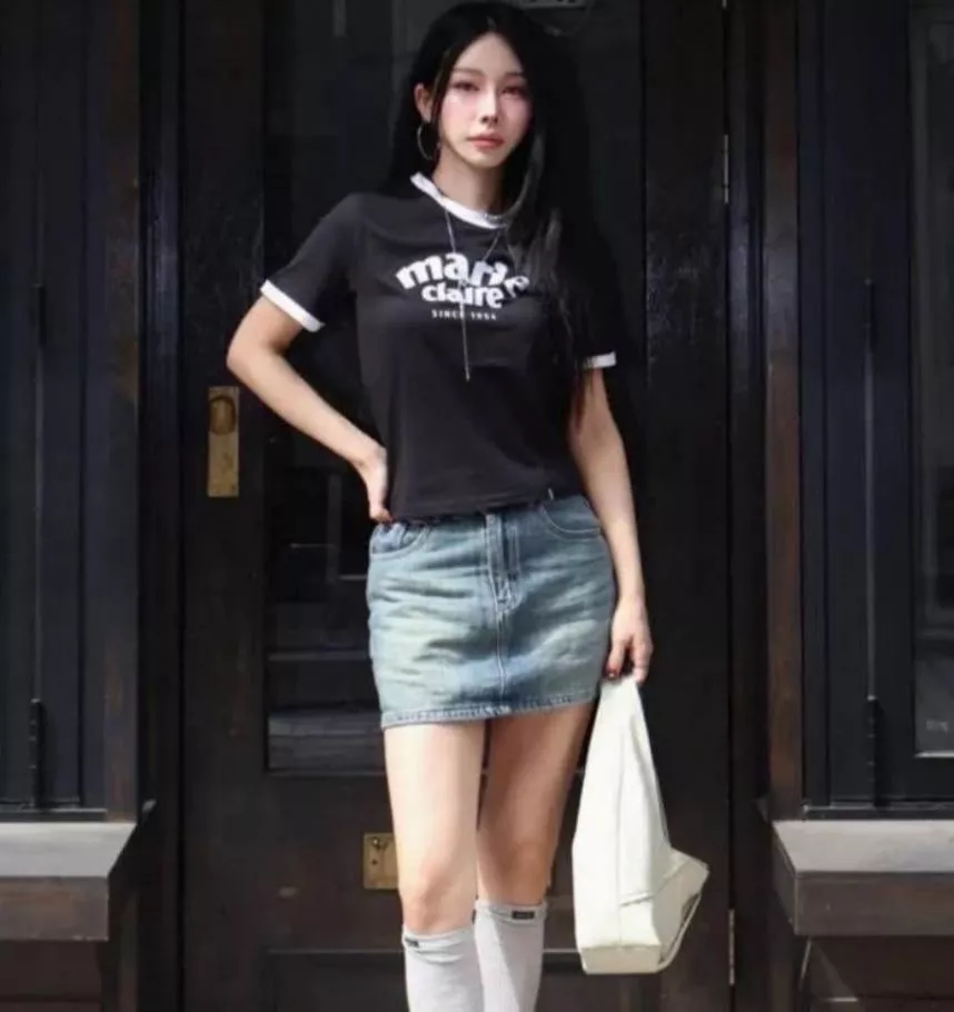 韓國🇰🇷Marie Claire 韓系撞色LOGO短Tee (三色任選）