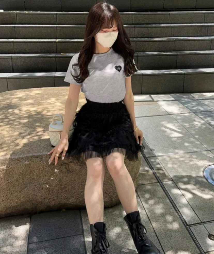 🇯🇵GRL 心形徽章短款T恤