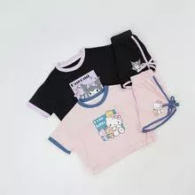 626083TG-夏季｜蝴蝶結卡通｜女童純棉短袖套裝