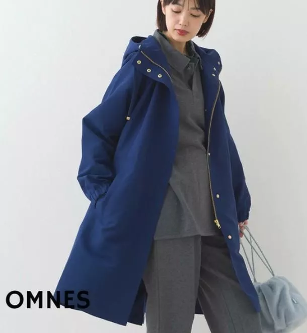 OMNES｜日本．連帽防潑水長版外套 抽繩設計 防風大衣 長版風衣 秋冬外套