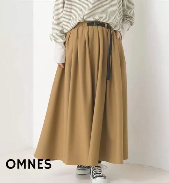 OMNES｜日本．日系鬆緊腰帶A字長裙 可調節腰圍