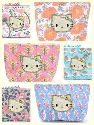 MAYGLOBE｜日本．Hello Kitty 刺繡印花小收納包｜化妝包