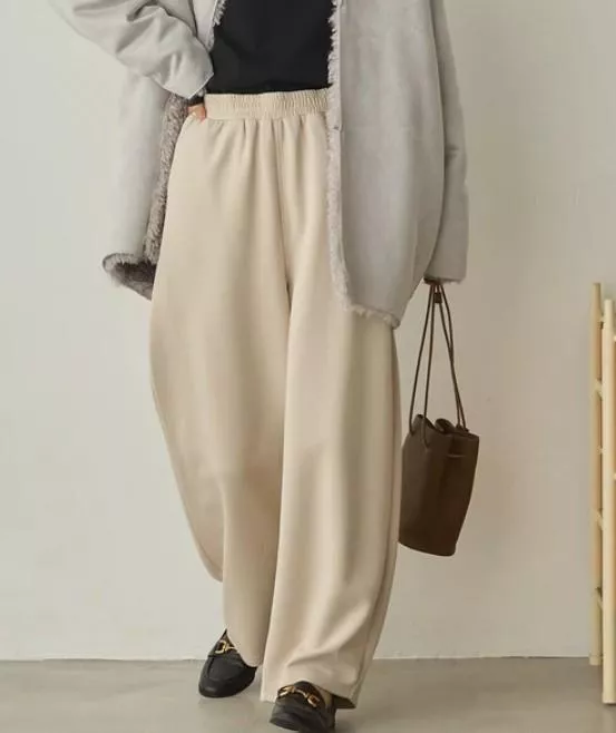 Sans Souci 34+｜日本直送．硬挺款舒適休閒長褲 彈性腰頭休閒褲