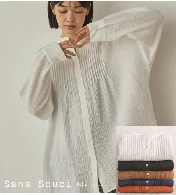 Sans Souci 34+｜日本進口．雙層純棉寬鬆襯衫 百搭日系風格