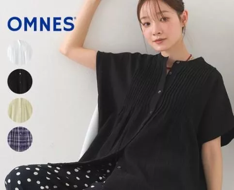 日本代購｜OMNES 日本雙層棉紗法式袖前排釦上衣 女生短袖襯衫