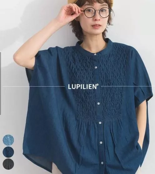 日本代購｜Lupilien 立體壓褶寬版短袖襯衫