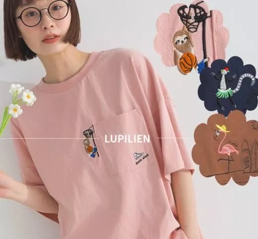 日本代購｜Lupilien 動物刺繡口袋短袖上衣