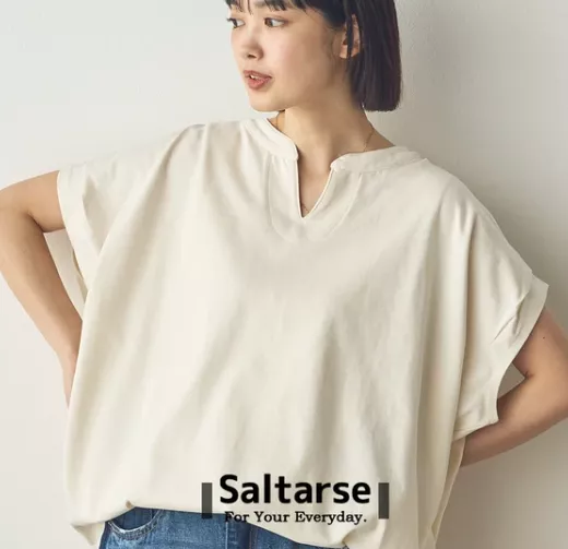 日本代購｜Saltarse 小開襟領寬版短袖上衣