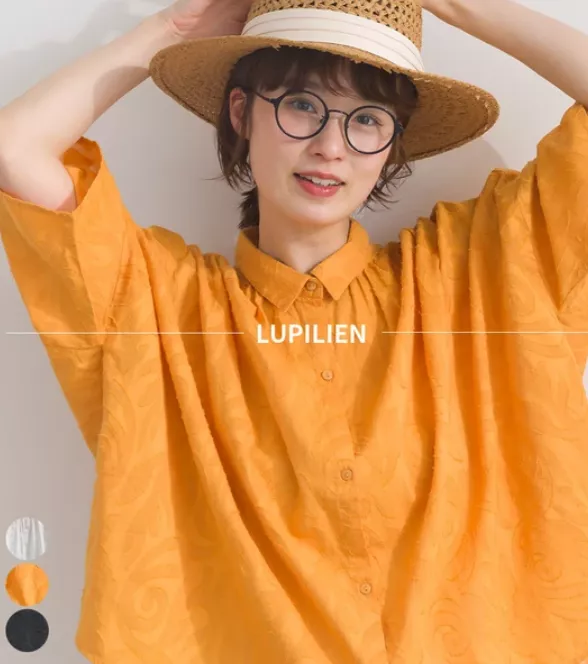 日本代購｜Lupilien 提花刺繡寬版短袖襯衫