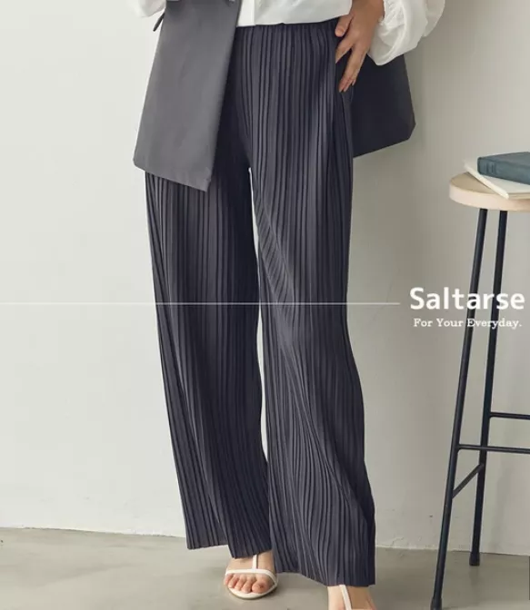 日本代購｜Saltarse 百褶寬版長褲 日系顯瘦寬褲 垂墜長褲