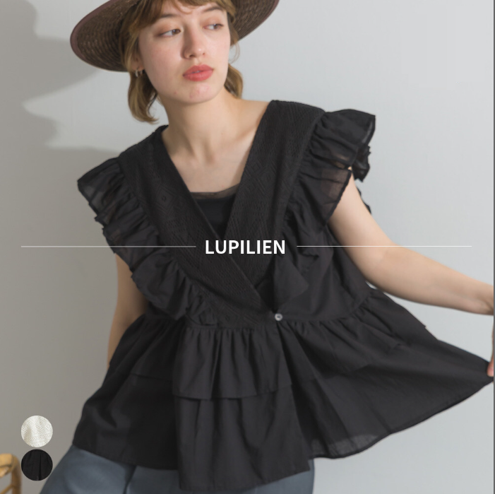日本代購｜Lupilien 蕾絲拼接荷葉邊無袖罩衫