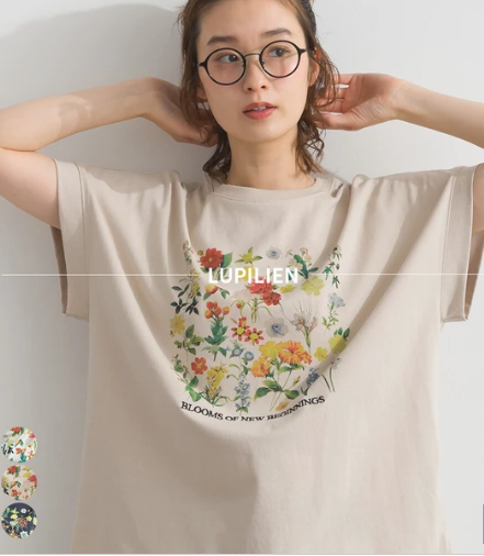 日本代購｜Lupilien 花朵印花寬版短袖上衣