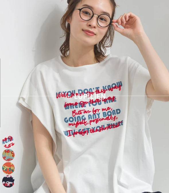 日本代購｜Lupilien 立體刺繡字母寬版短袖上衣