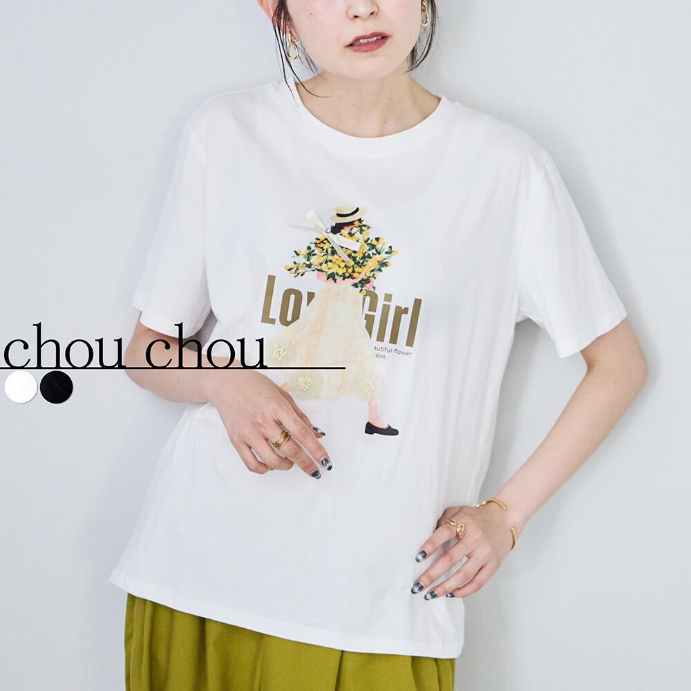 日本代購｜Chou Chou  花束女孩立體蝴蝶結印花短袖上衣