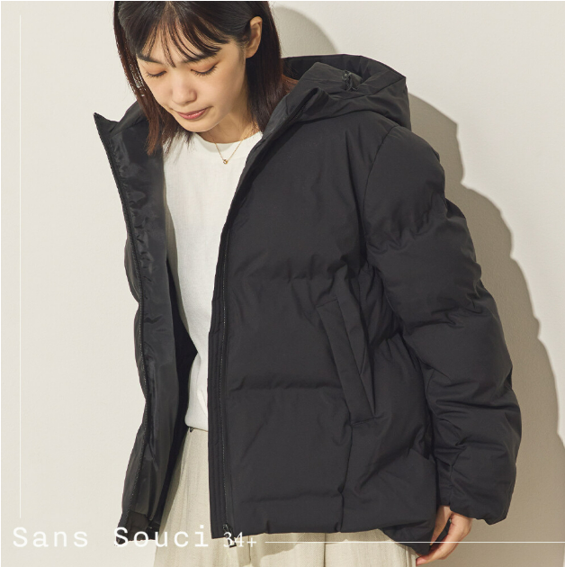 日本代購｜Sans Souci 34+ 連帽蓬鬆鋪棉外套 寬鬆保暖短版夾克