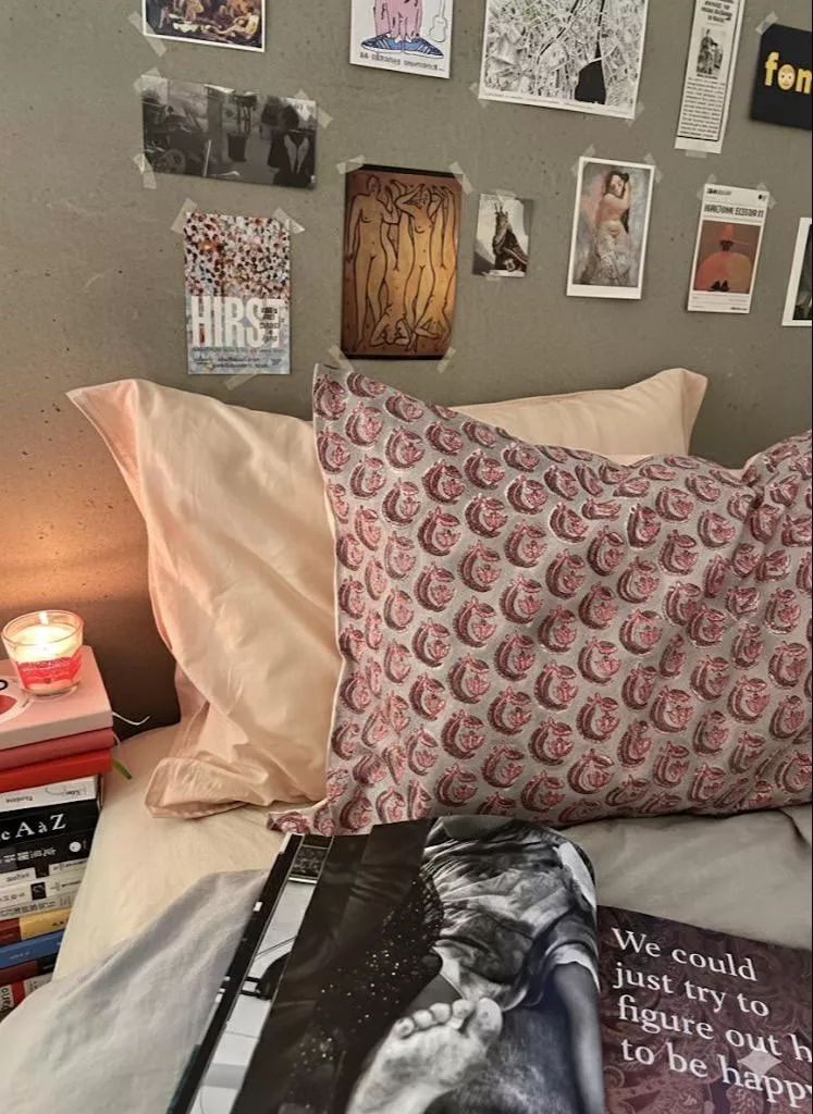 手拓印花混搭枕頭套-2入