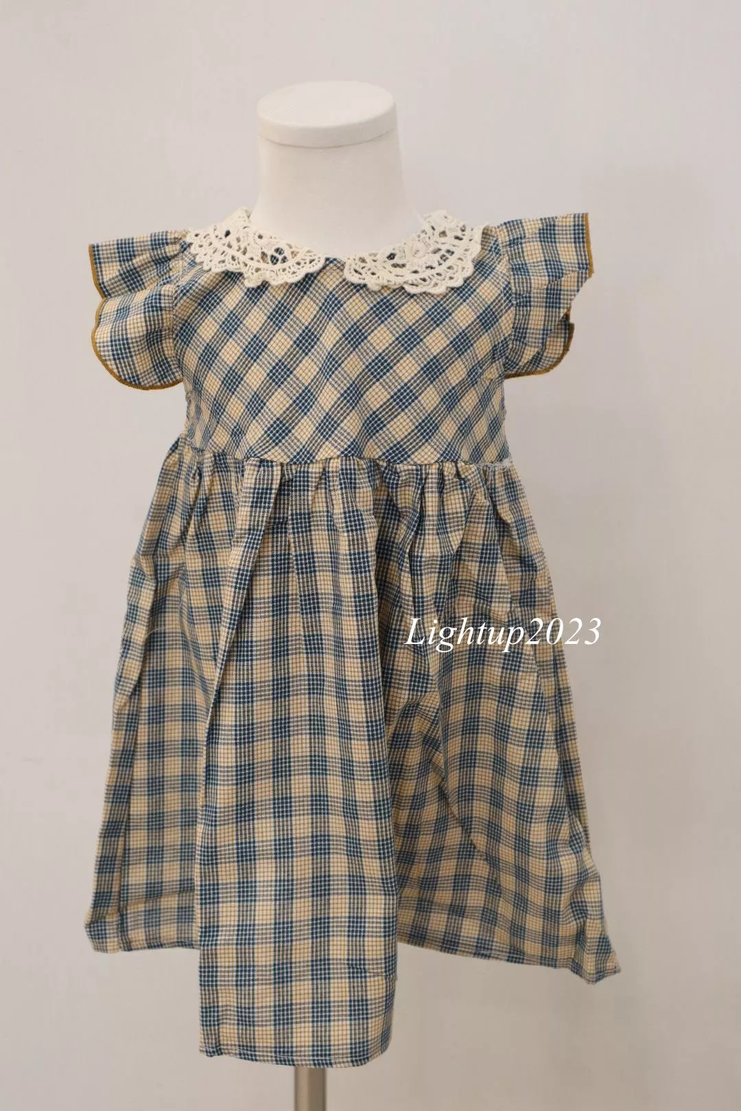 日系藍格子洋裝