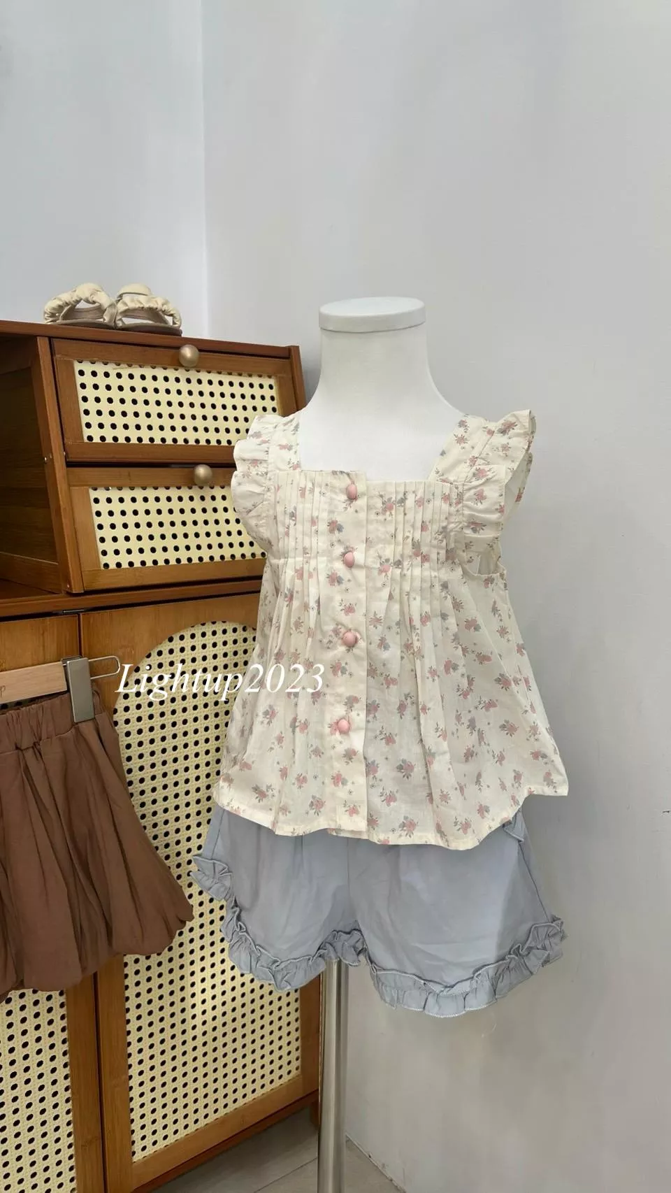 粉色花花短褲套裝