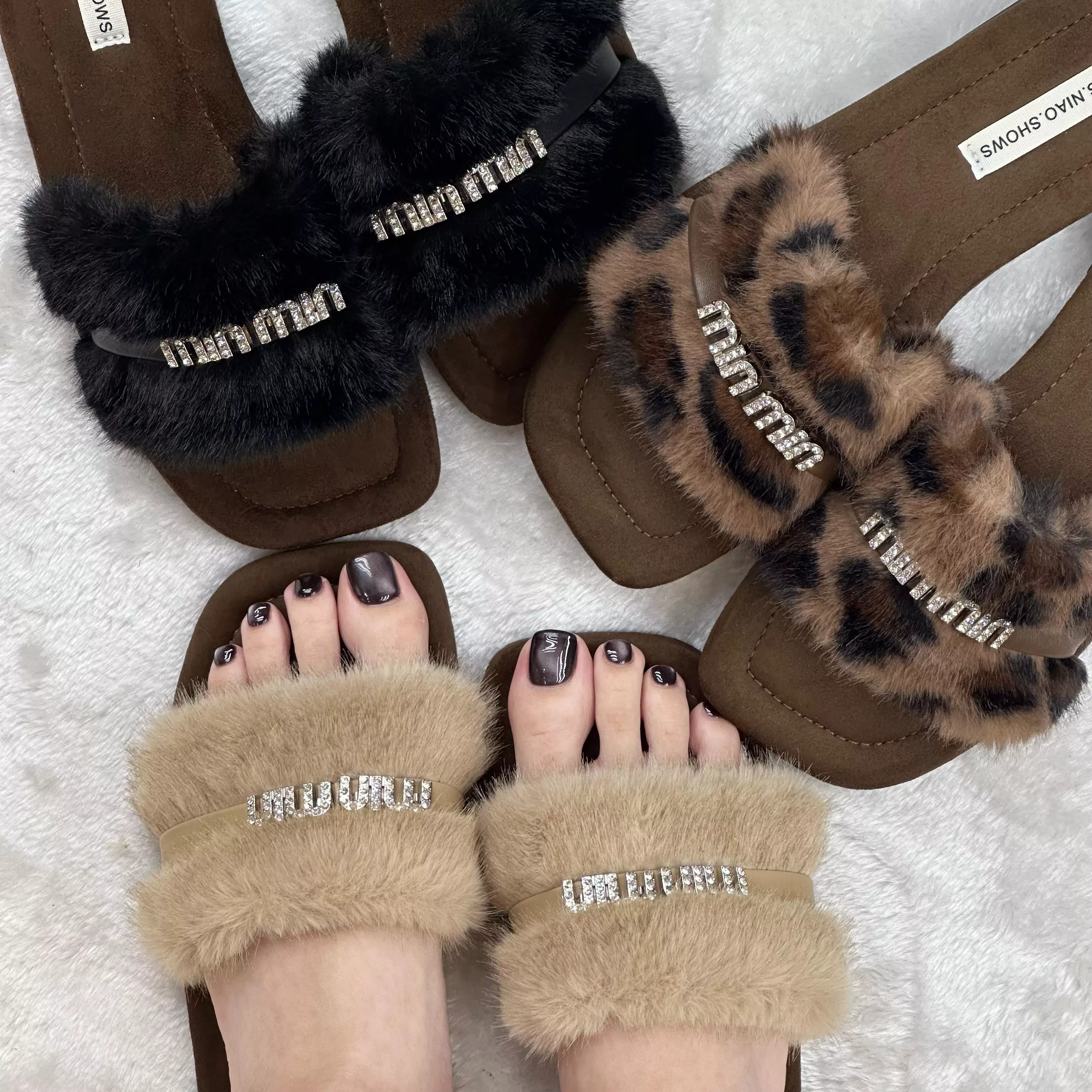 亮鑽暖暖毛拖