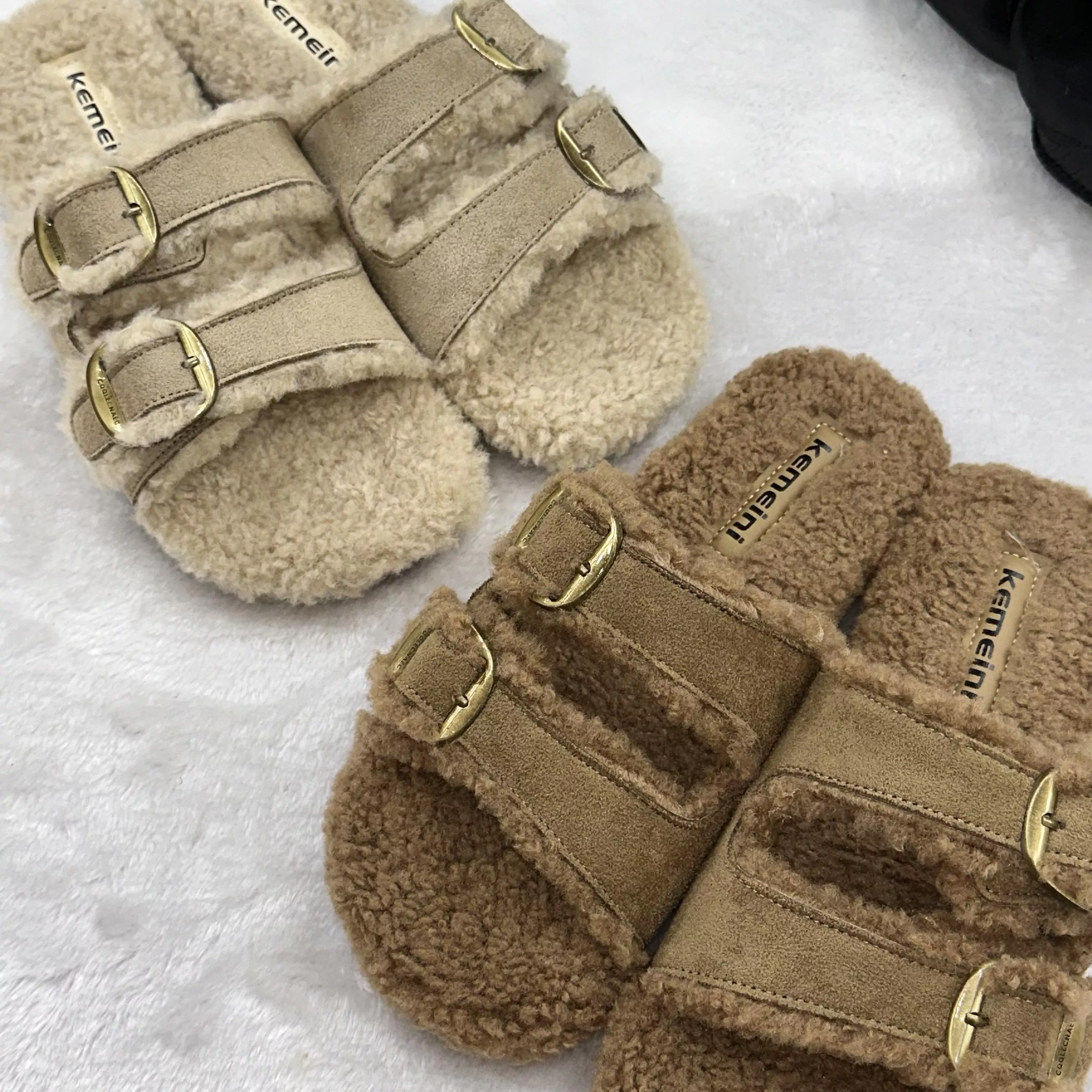 泰迪慵懶絨毛拖鞋