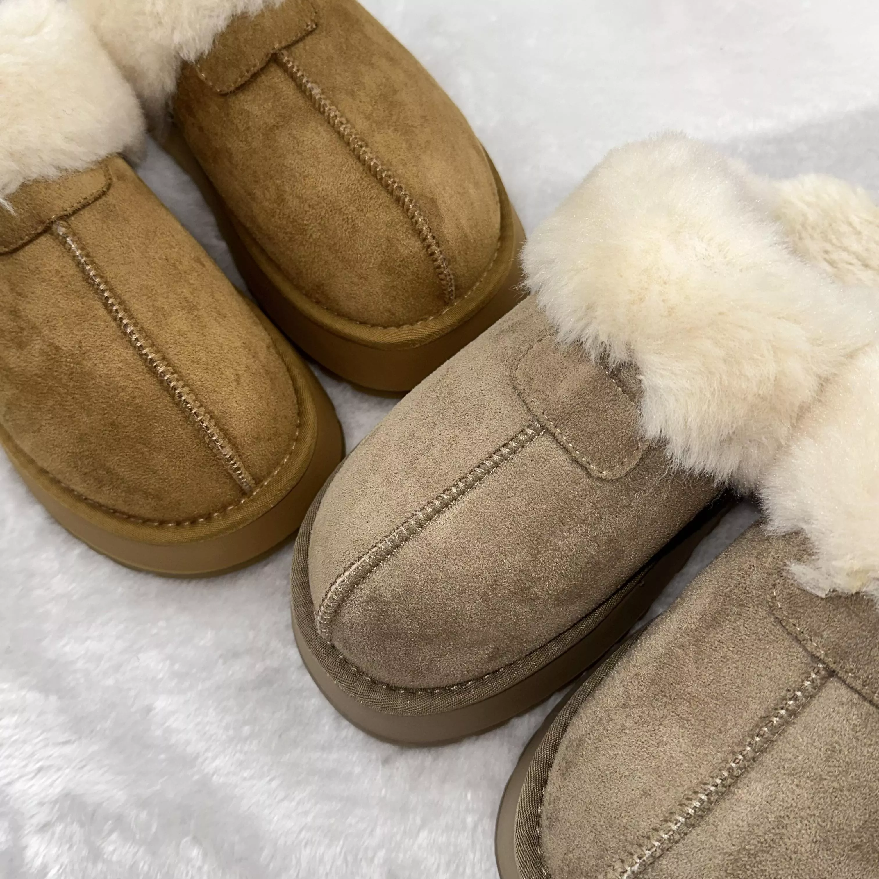 冬日暖暖雪感厚底穆勒拖