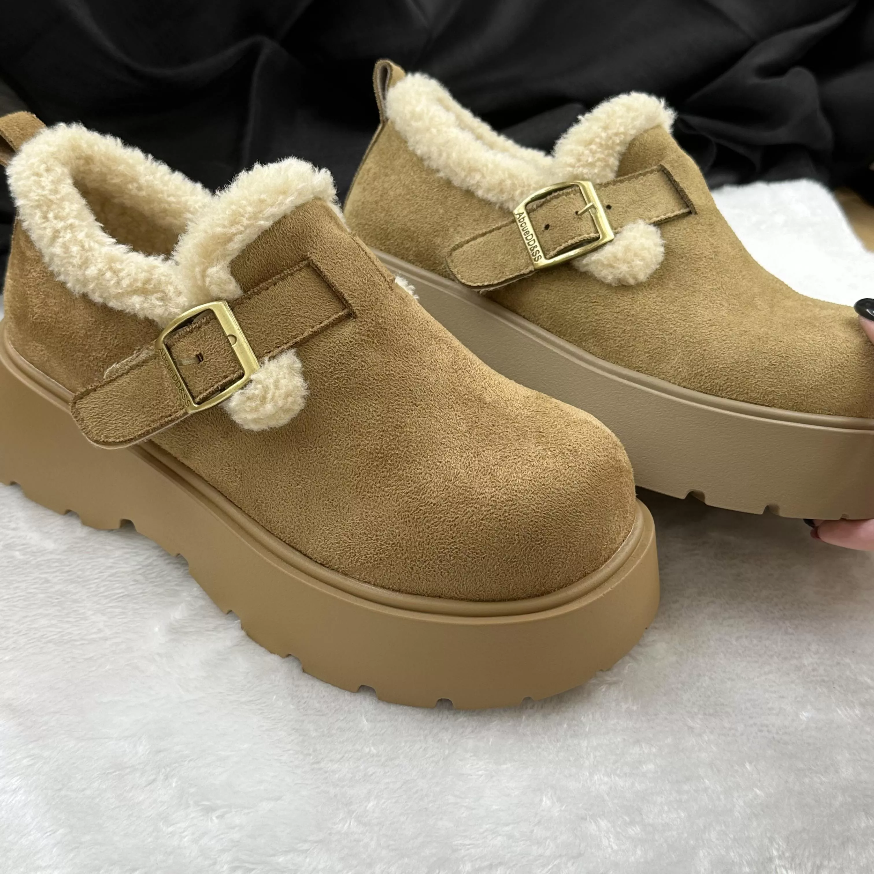 絨裡暖毛厚底鞋