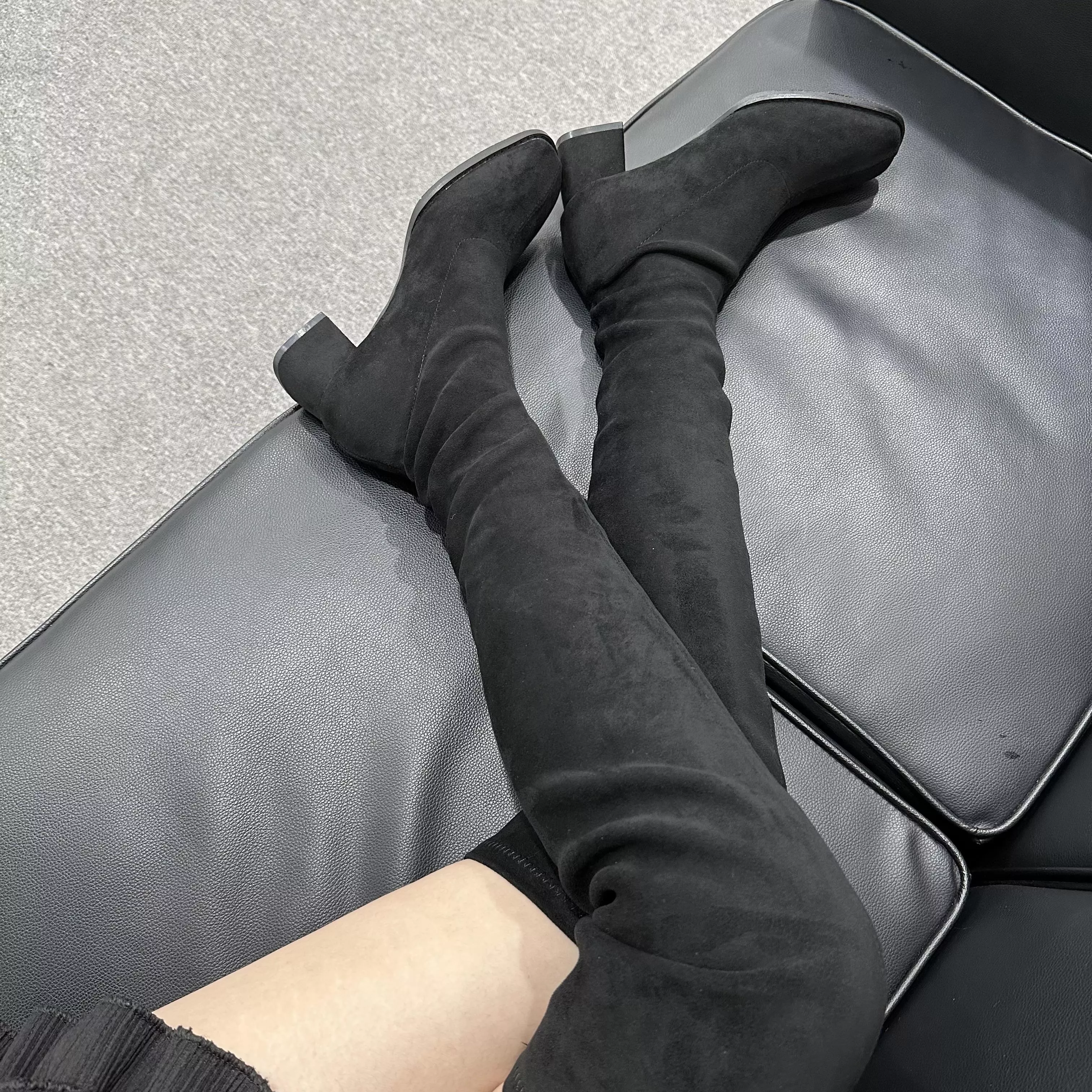 極窄版超貼腿麂皮膝上靴