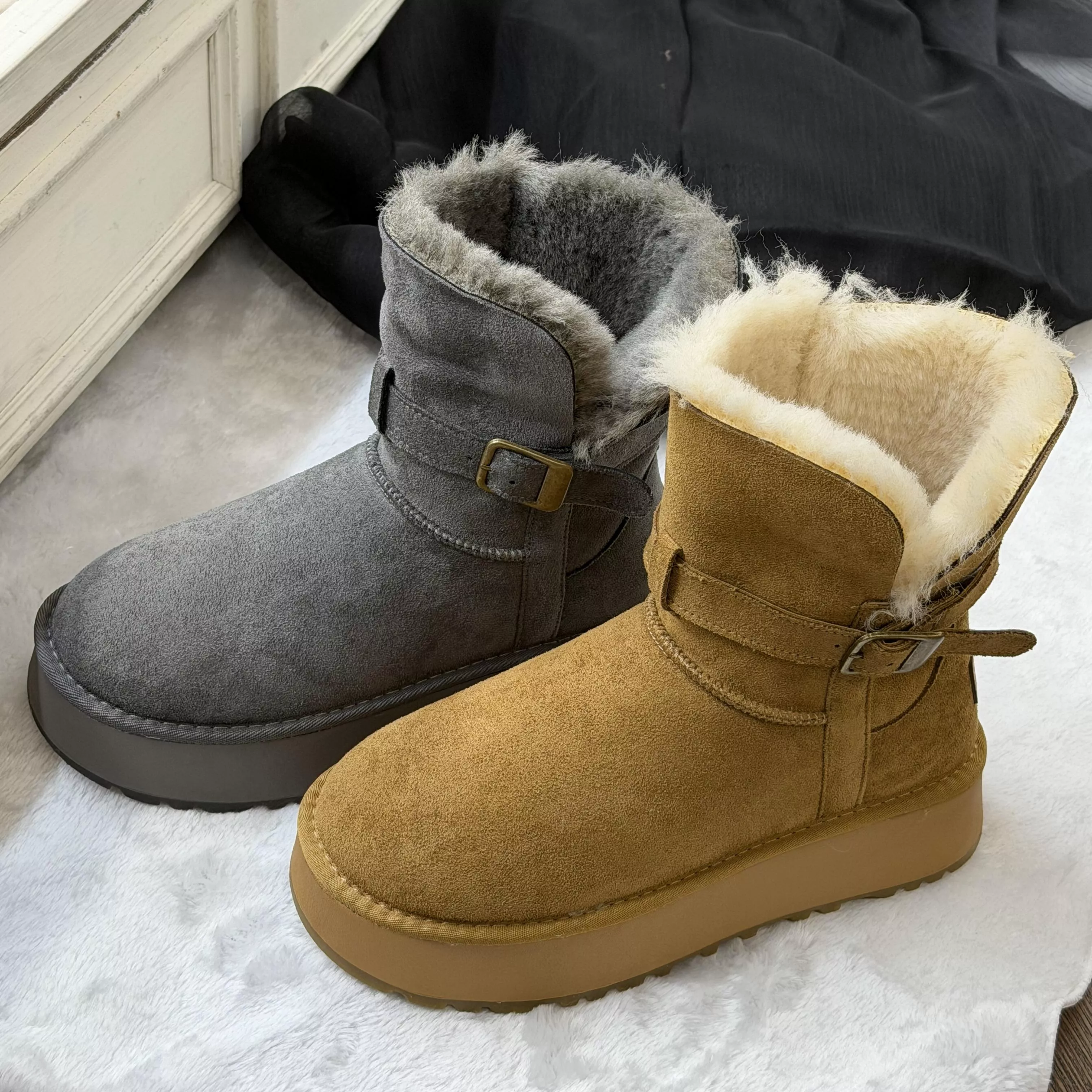 反折中筒厚底雪靴