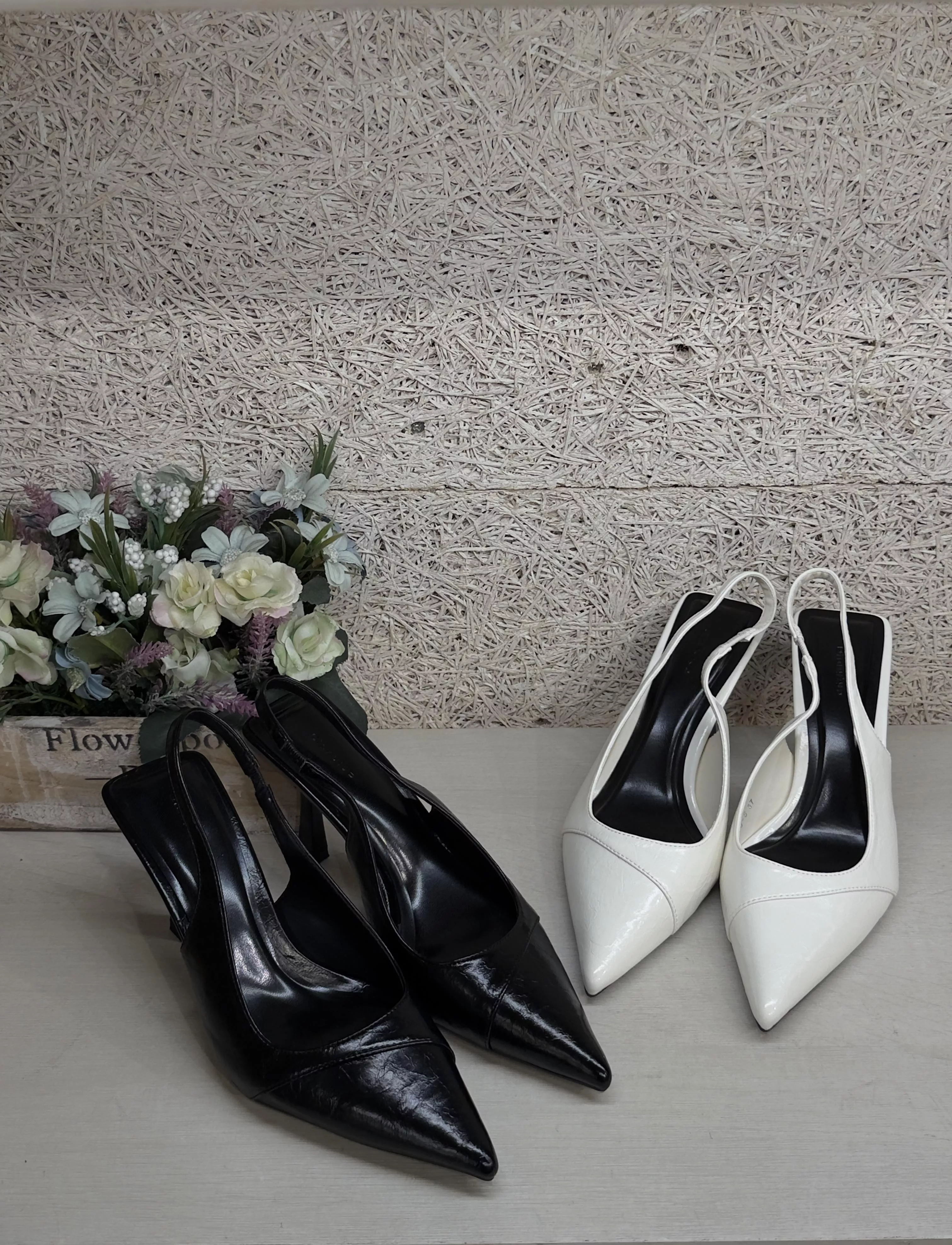 法式氣質 皺感前包後空細跟鞋