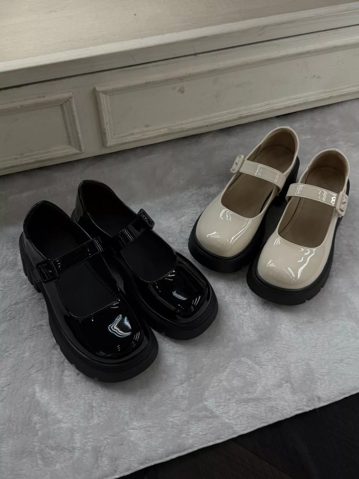 漆皮厚底瑪莉珍鞋