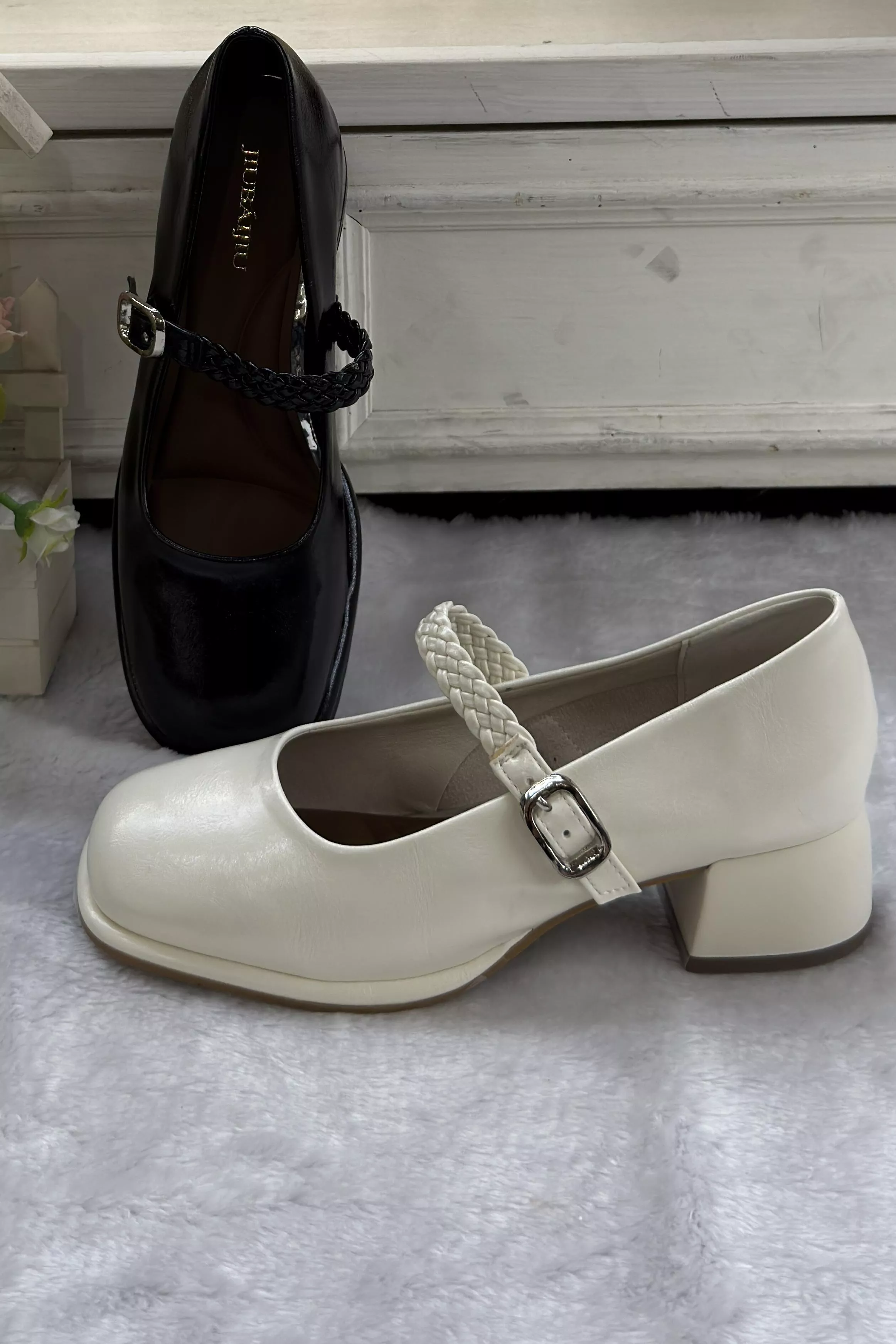 文藝復古編織瑪莉珍鞋