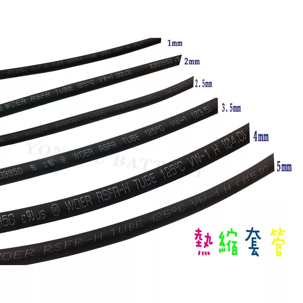 「永固電池」無鹵環保阻燃熱收縮套管 熱縮套管 黑/紅 現貨 /單位：米