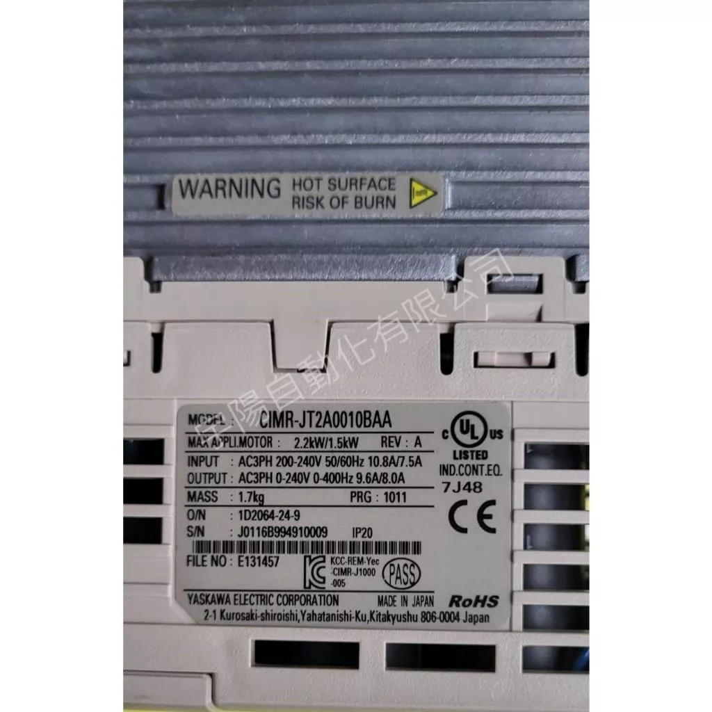 YASKAWA安川變頻器J100系列 CIMR-JT2A0010BAA 三相220V 1.5kW 2馬(已測試)
