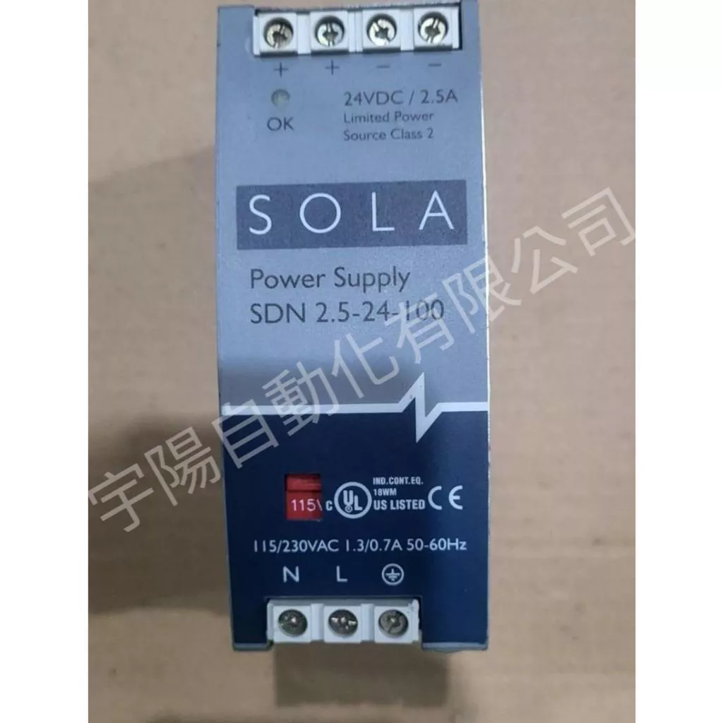 美國SOLA SDN2.5-24-100 出電24VDC 2.5A DIN導軌電源供應器 60W