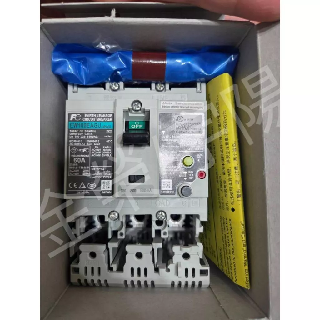 (盒裝新品) 日本Fuji 富士漏電斷路器 EW100EAGU 3P 60A 75 UL認證100-200-500mA