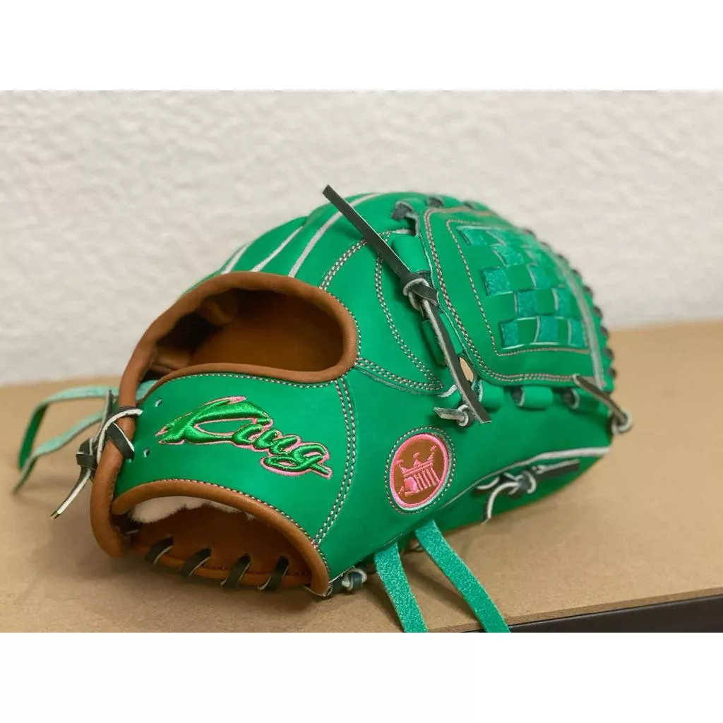 King 草綠色 內野棋盤式手套