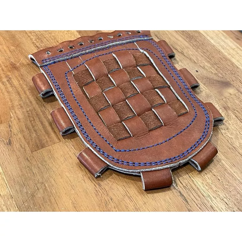 二手棋盤球擋咖啡色小牛皮