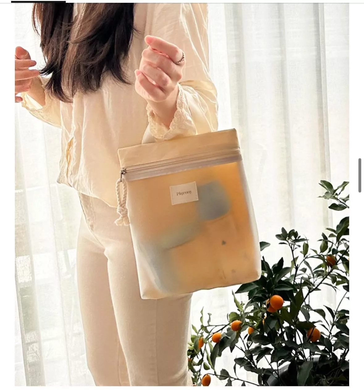 防潑水透明收納袋-手提款