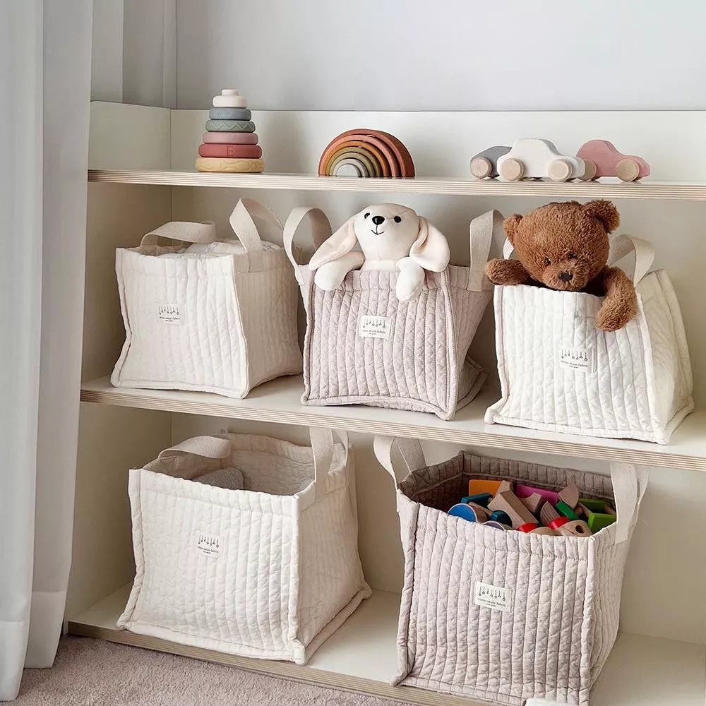 100%棉手提方形收納籃