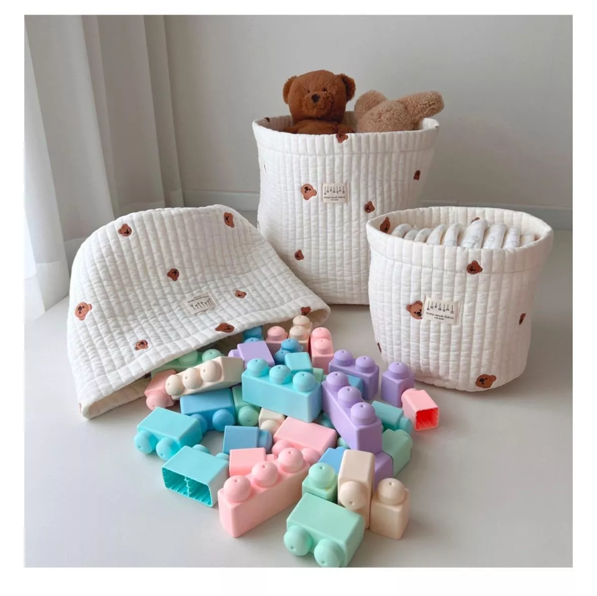 100%棉熊熊收納籃