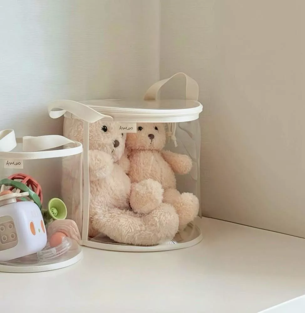 拉鍊透明收納籃-蓋款