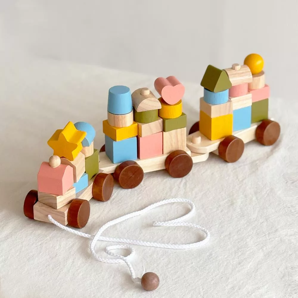 木質火車散步玩具