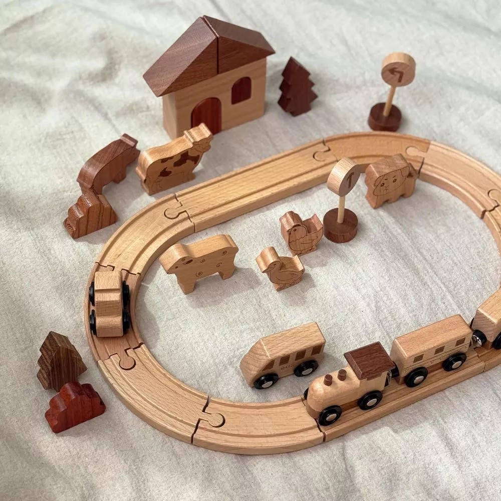 木製軌道火車玩具set